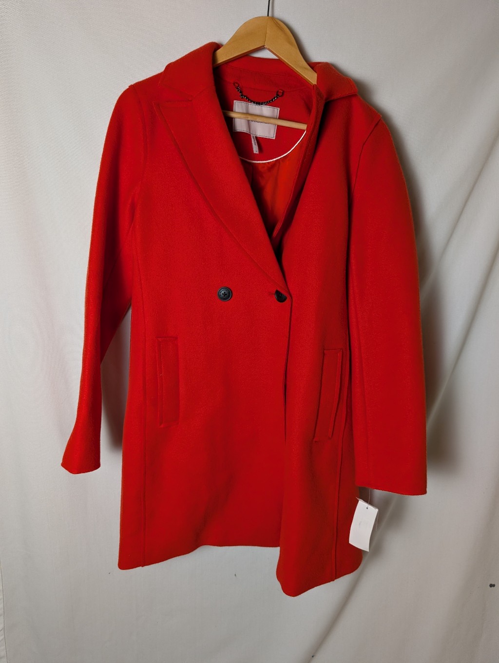 Neon Orange Bcbgeneration Women's Double Breasted Coat With Pockets Size Small